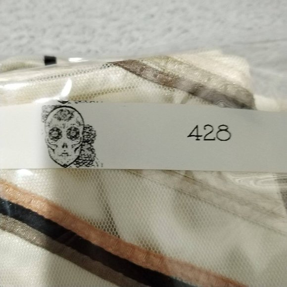 Coast Skirt Womens 12 Cream Stripe Geometric Midi Lined Zip Net Diamond Flared - Picture 15 of 15